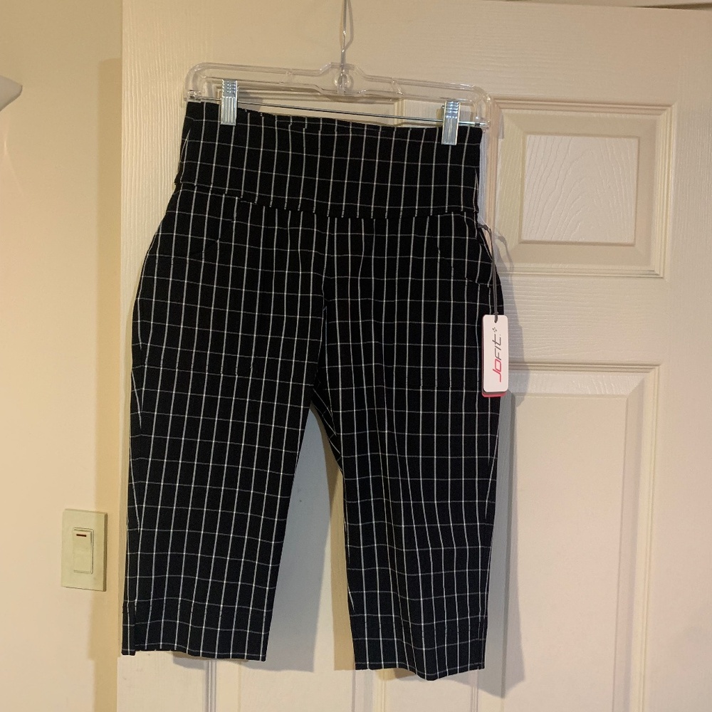 NWT JoFit Black/White 24 inch Slimmer Pedal Pusher sz XS